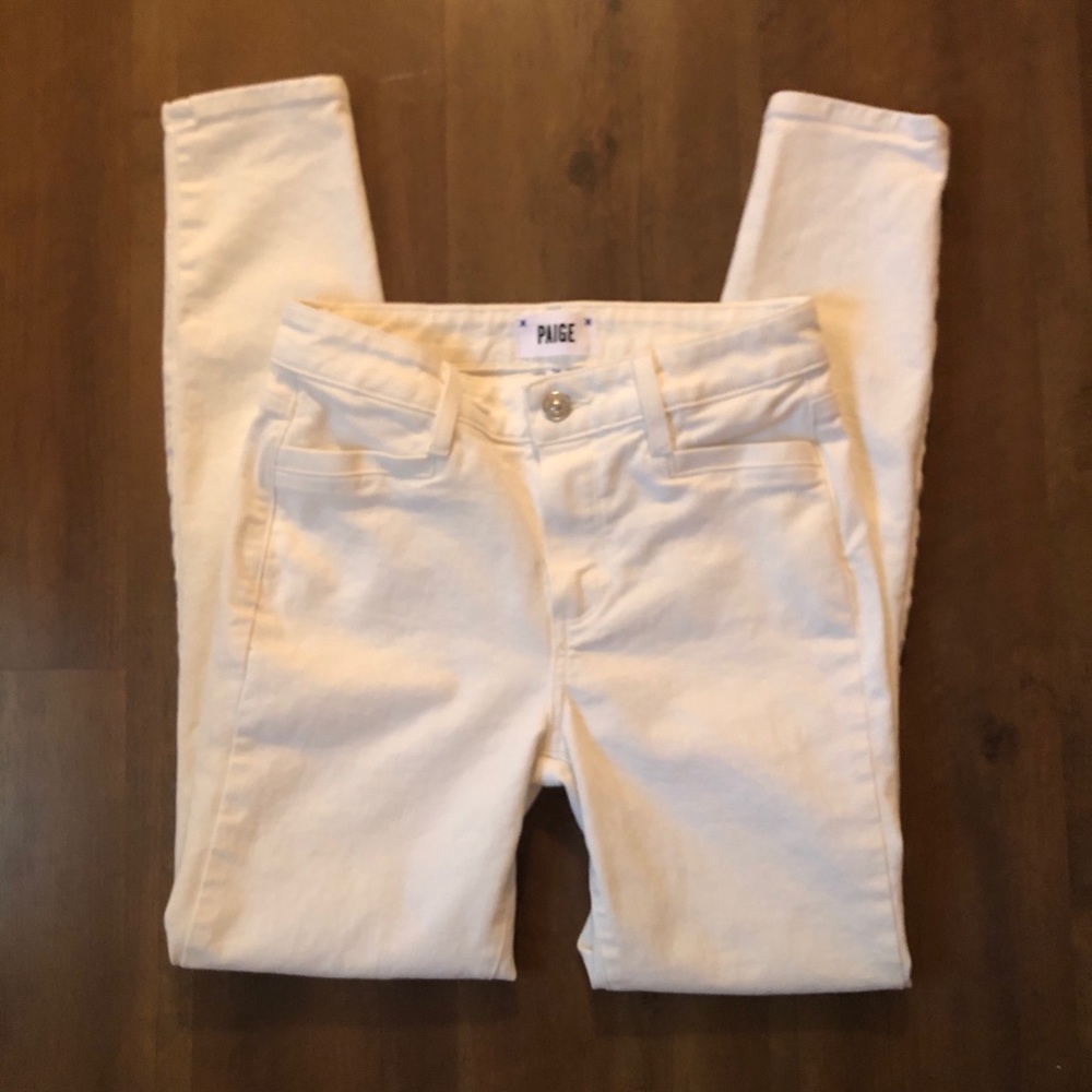 PAIGE denim high-waist HOXTON white jean size 25 white jeans stretchy - Picture 3 of 3